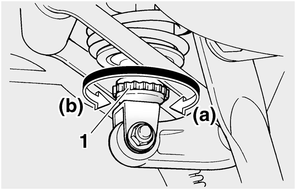 For riding with a passenger, move the spring preload adjusting lever in direction (a).
