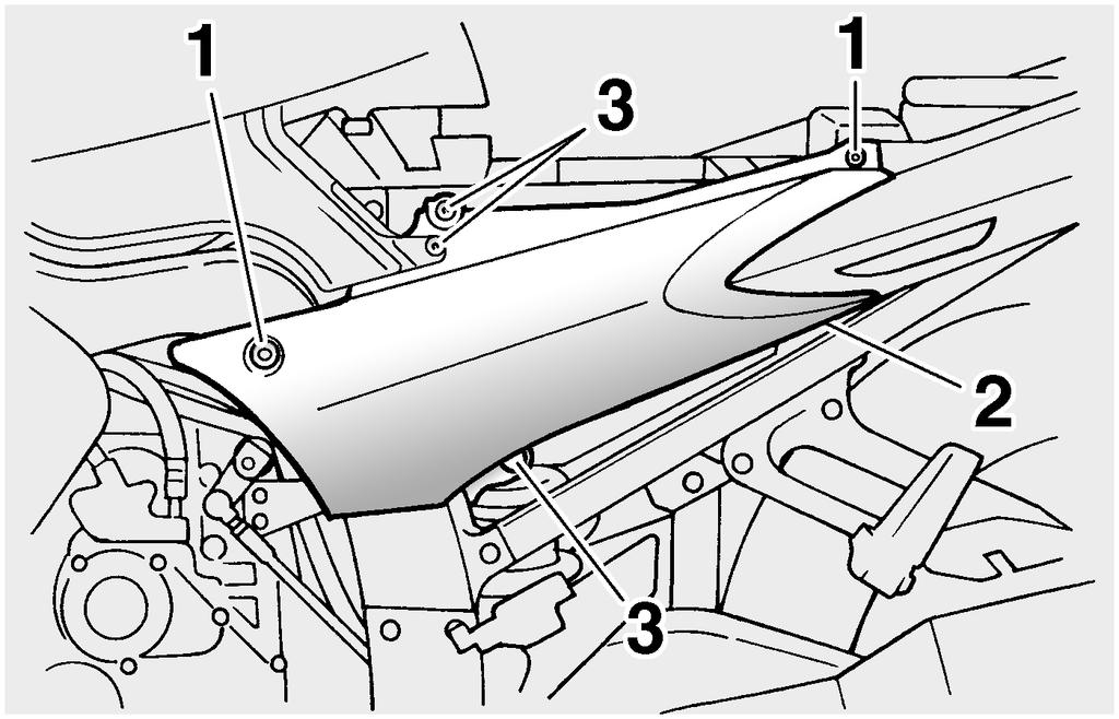 Place the panel in the original position, and then tighten the quick fastener and install the bolts. 1.