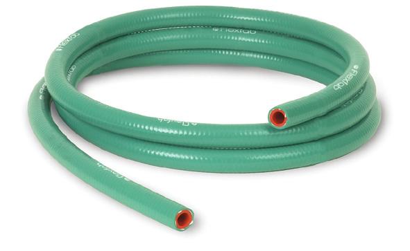 Green Cover, Red Liner 5834 Series: Silicone hose with 1-ply of Para- Aramid Fiber Reinforcement.
