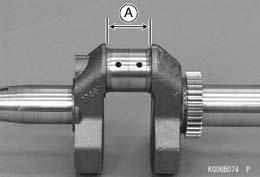Crankshaft, Connecting Rod Measure the crankpin width [A] with a dial caliper. If the crankpin width is more than the service limit, replace the crankshaft with a new one.