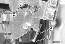 2-8 PERIODIC MAINTENANCE Periodic Maintenance Procedures WARNING Always keep your hands clear of the moving parts. Loosen the locknut [A], and unscrew the high idle set screw [B] few turns.