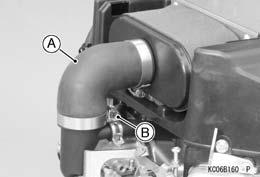 Air Cleaner Install the inlet hose [A], and tighten the clamp [B]. FUEL SYSTEM 3-27 Close the air cleaner cover [A].