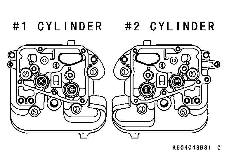 NOTE As the head gaskets are coated with sealing agents, be careful not to damage the surfaces. Tighten the cylinder head bolts following the tightening sequence as shown in the figure.