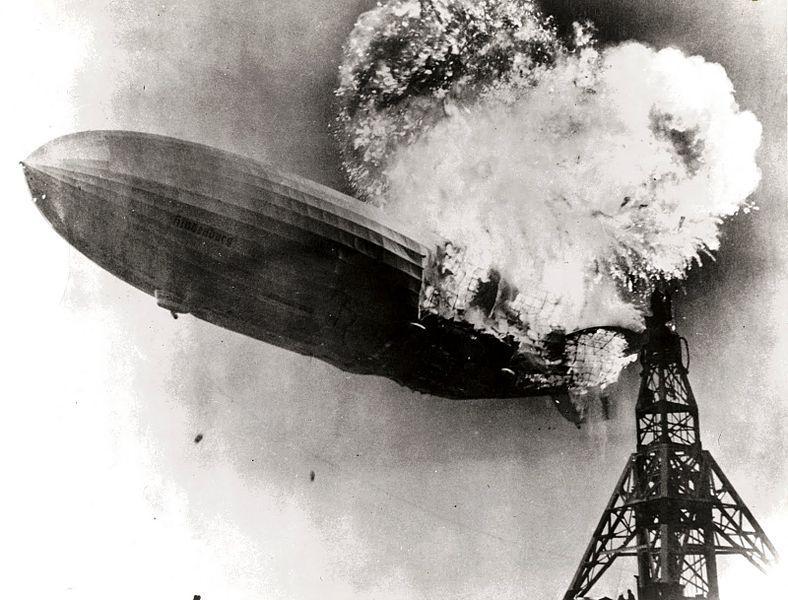 of high-profile accidents such as the 1930 crash and burning of British R101 in France, the 1933 storm-related crash of the USS Akron and the 1937 burning of the hydrogen-filled Hindenburg (below).