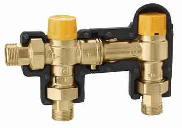 Depending on the temperature setting, the valve diverts the water automatically and in a proportional manner towards the user circuit or the boiler with storage circuit, with thermal integration.