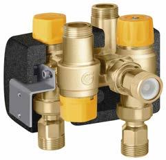 Depending on the temperature setting, the valve diverts the water automatically and proportionally towards the user circuit or the instantaneous boiler circuit, with thermal integration.