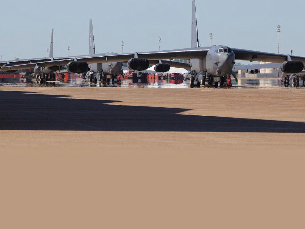 Stratofortress B-52 Three US Air Force B-52H models patiently await their crews at Barksdale Air Force Base The Boeing B-52 Stratofortress was designed and built by Boeing, who won a contract for its