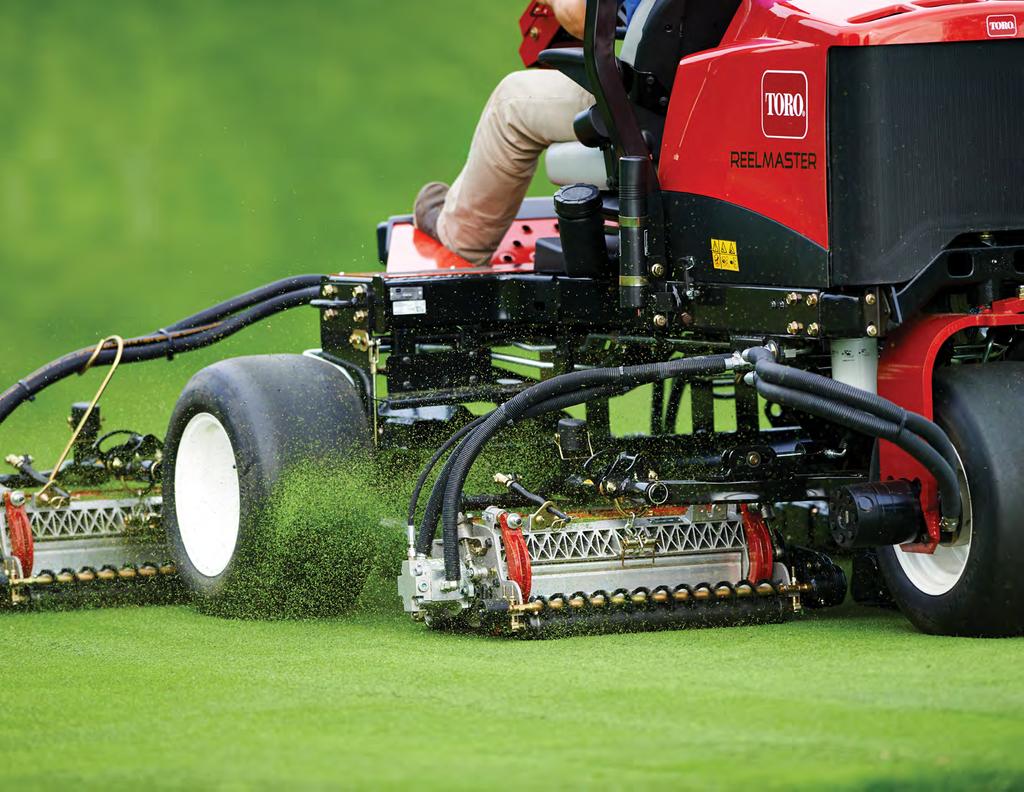 operating groomers and rear roller brushes, yet it uses less fuel per acre than other standard fairway mowers.