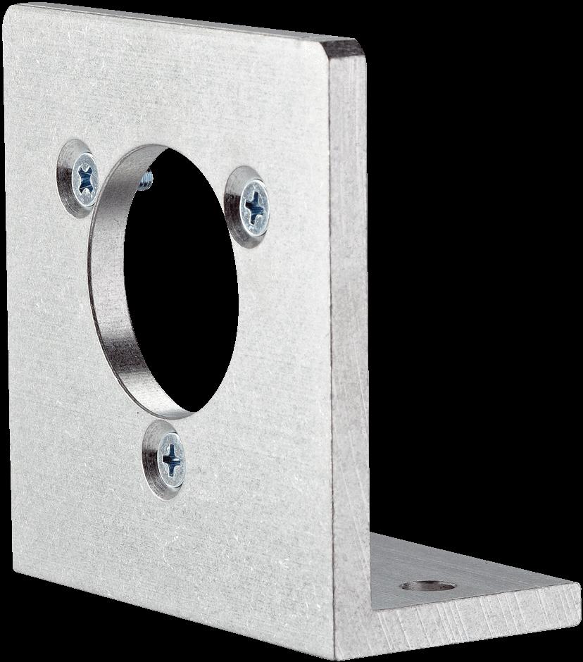 with 36 mm centering hub to 63 mm square mounting plate, aluminum, including 3 flat head screws M4 x 10,
