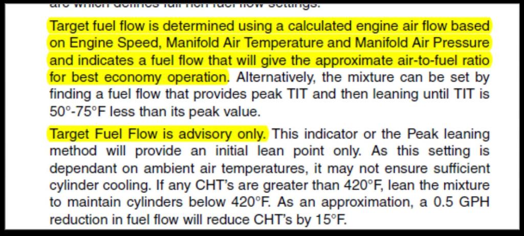 fuel flow for best economy mixture No temp control biasing in SR22TN Biased leaner in