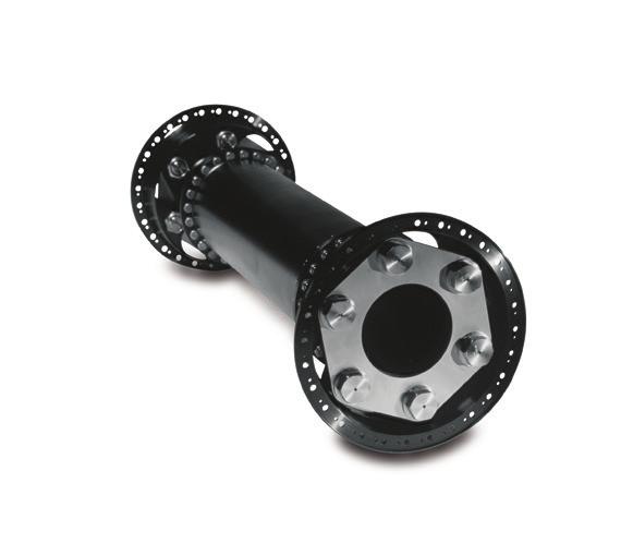 These torsionally stiff, light weight couplings are capable of transmitting high torques at high speeds while accepting significant levels of angular, radial, and axial misalignment.