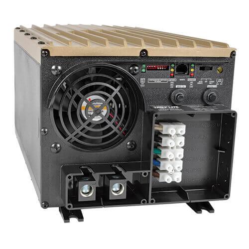 continuous output power; 7200W peak power Auto-transfer switching option for UPS operation Corrects brownouts and overvoltages without using battery power Includes Tripp Lite APSRM4 remote control