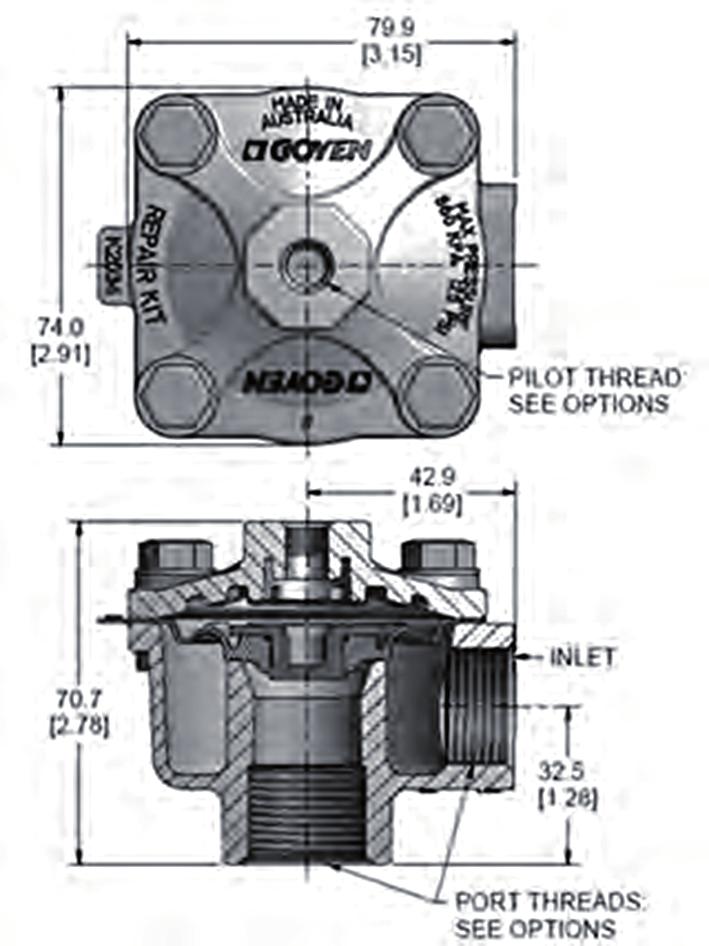 RCAC20ST4 - REVERSE PULSE JET VALVES CONSTRUCTION MAINTENANCE DIMENSIONS IN MM (AND INCHES) Body: Aluminium (diecast) Screws: 304 Stainless steel Diaphragm: Proprietary highperformance engineering