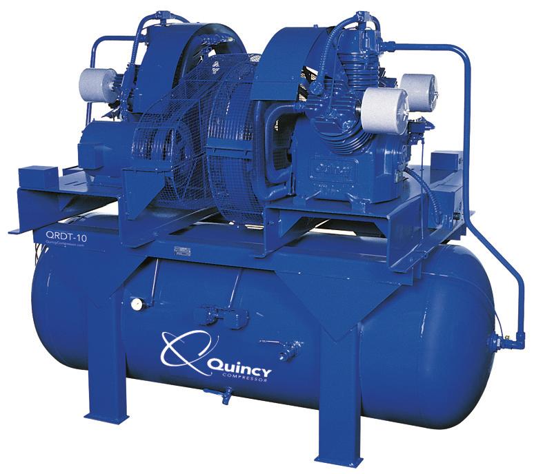QUINCY QRDT, TWO-STAGE Clean, oil-less air Quincy dependability Setting the oil-less standard QRDT-10 Duplex Tank Mount CLEAN, OIL-LESS AIR SETTING THE OIL-LESS STANDARD When your application
