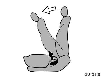 Then lean back to the desired angle and release the lever. CAUTION To reduce the risk of sliding under the lap belt during a collision, avoid reclining the seatback any more than needed.