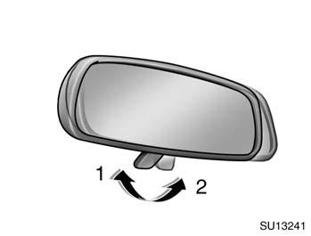 04 04.06 NOTICE Do not push backward more than the click. It may damage the mirror or vehicle. Anti glare inside rear view mirror SU13241 CAUTION Do not adjust the mirror while the vehicle is moving.