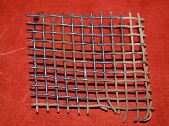 Non-Duracat Catalyzed Stainless Steel Mesh Shows Considerable Coating Loss after only 10 Minutes