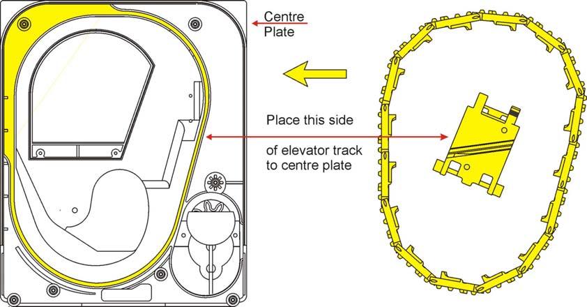 10. Track Plate Replacement 1. The yellow shaded area, in Figure 14, is the track plate guide path.