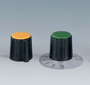 Round, wing and spindle-shaped knobs with the same standardised design and with