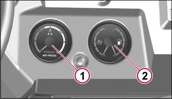 7. Engine Oil Pressure Gauge Indicates engine oil pressure. The normal operating oil pressure for a Mack MP7 engine (at governed speed) is 275.8 620.5 kpa (40 90 psi).
