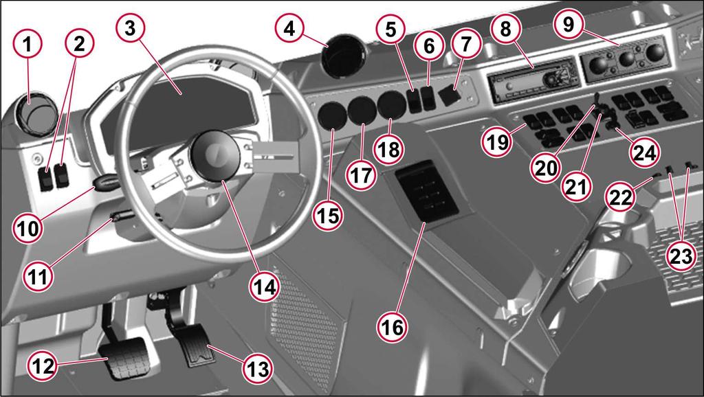 LR DASH PANEL Overview of Instruments Before driving this vehicle, locate the instruments and controls, and become familiar with their operation.