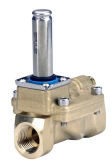 Data sheet Servo-operated 2/2-way solenoid valves for high air, type EV224B Brass valve body, NC Connection ISO 228/1 Seal material Orifice size K v - value [m³/h] Differential, min. to max.