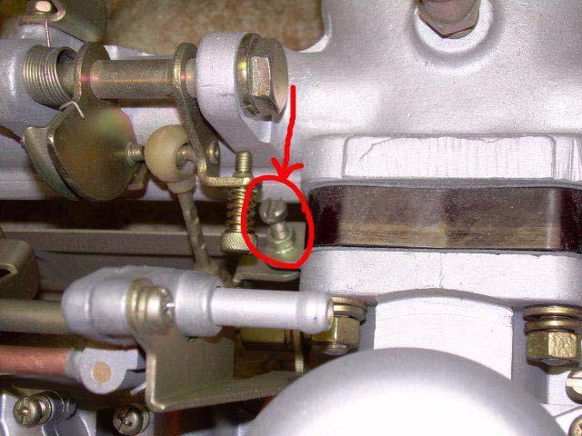 I normally adjust the one closest to the firewall. The high speed synchronization screw on the 2000 carbs.
