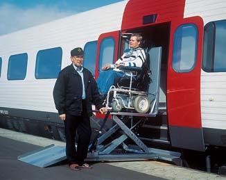 The following three types are popular for trains and buses: transport standard Fixed ramp solution for trains Stepless has specially designed and produced a ramp solution so that wheelchair users can