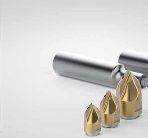 Seco s Minimaster Plus replaceable tip milling system now includes, in addition to the existing B90 heads, C90 chamfering heads with internal coolant channels that provide tool life