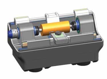 The main axis of the machine uses a stepped hydrostatic design with rail positioning that provides virtually zero roll errors in the tool