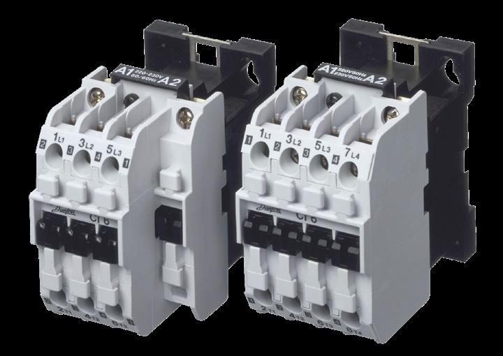 Contactors CI 6 CI 50 for AC coil voltage (no built-in auxiliary contacts) Danfoss contactors CI 6 CI 50 cover the power range 2.2 25 kw. CI 6 is built up as a combined contactor/control relay.