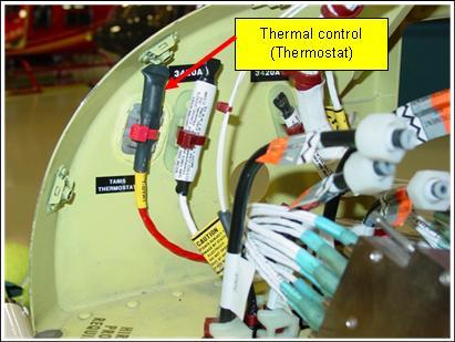 Figure 6 - Example thermal control installed using cable mount, alternately it may be cable tied with existing wiring. Controller should be mounted 6-18 inches from the battery.