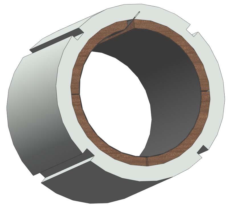 The strips are later pressed under high pressure (~ 1 kn or higher) to curve them, and then inserted into the bearing cartridge.