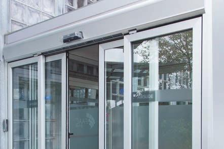 Automated systems for special entrances AIRSLIDE Sliding entrance with integrated air barrier PATENTED Passage opening 2,500-4,800 mm Automatic sliding door with integrated ambient air slide.