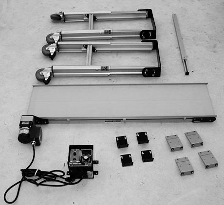 mounting brackets). Attach conveyor to stands (see Stand Attachment on page 0). Install stand cross brace Install variable speed controller Support Stand Mounting Brackets. Locate brackets.