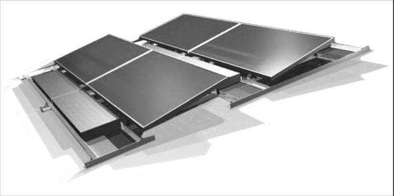 For the solar PV arrays, we propose a ballasted rack system, such as that by Uni-Rac (G-10 series). Such a system will avoid any roof penetration and is engineered for wind safety.