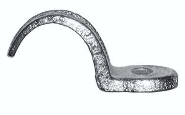 EI132 One Hole Clamp Material : Application: Ordering: Zinc Plated Malleable Iron. Designed for supporting light duty pipe against wood or concrete walls. Specify pipe size, and figure number.
