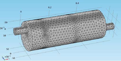 For this purpose, numerical simulations of the transmission loss of the present muffler were performed with COMSOL. In this calculation, the mean flow of the muffler was ignored.