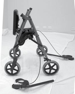 Set Up Unfold the wheeled walker Remove the protective covering from all four wheels.