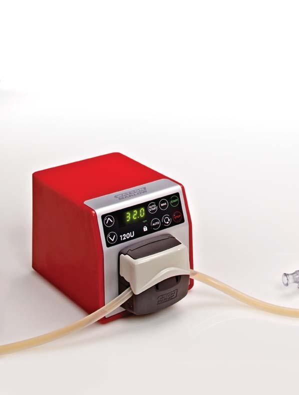 The new 120 peristaltic pumps Compact footprint saves bench space Exceptional speed control and accuracy New flip-top 114 pumphead up to 190 ml/min Simple: minimum key presses, intuitive operation