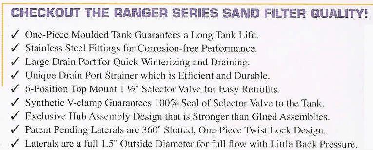 00 RS2515 25 Ranger Sand Filter w/ 1 ½ Valve 300 495.