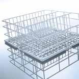 Size L plastic racks (500 mm x 500 mm) are particularly suitable for use in rack conveyor dishwash systems.