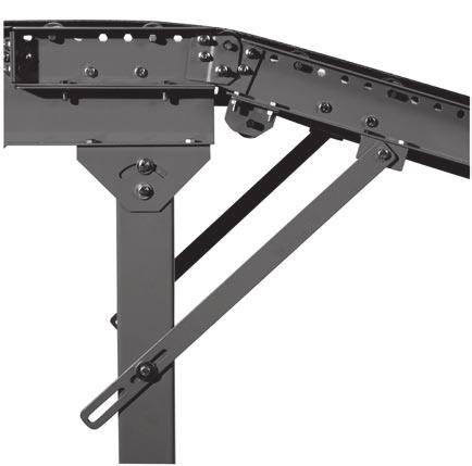 Supports Kneebrace Kneebraces provide added structural support between the conveyor and ﬂoor support. Recommended for use with noseover units, supports with casters, or free standing conveyors.