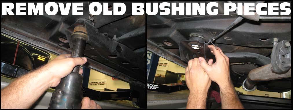 Remove Old Bushings Unscrew and remove all old bushing pieces.