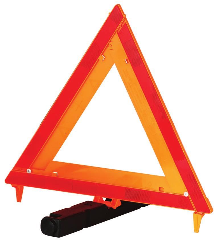 ALWAYS PLACE THE TRIANGLE TO FACE DIRECTLY TOWARDS ONCOMING TRAFFIC. THIS TRIANGLE SHOULD ONLY BE CLEANED WITH EITHER KEROSINE OR DETERGENT AND WATER. DO NOT USE PETROL OR OTHER SOLVENTS.