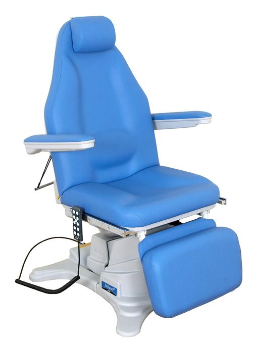 Articulating headrest can be adjusted for a variety of procedures.