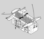 3) To mount the receiver, attach the receiver to the launcher box (1) and push down gently so that it locks in place (2).