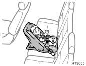 Installation with 2 point type seat belt With the child restraint system installed, check that your driving position is satisfactory and that the child restraint system does not interfere with your