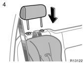 4. Replace the head restraint. Center position 1.