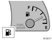 Fuel gauge With tachometer Without tachometer The gauge works when the ignition switch is on and indicates the approximate